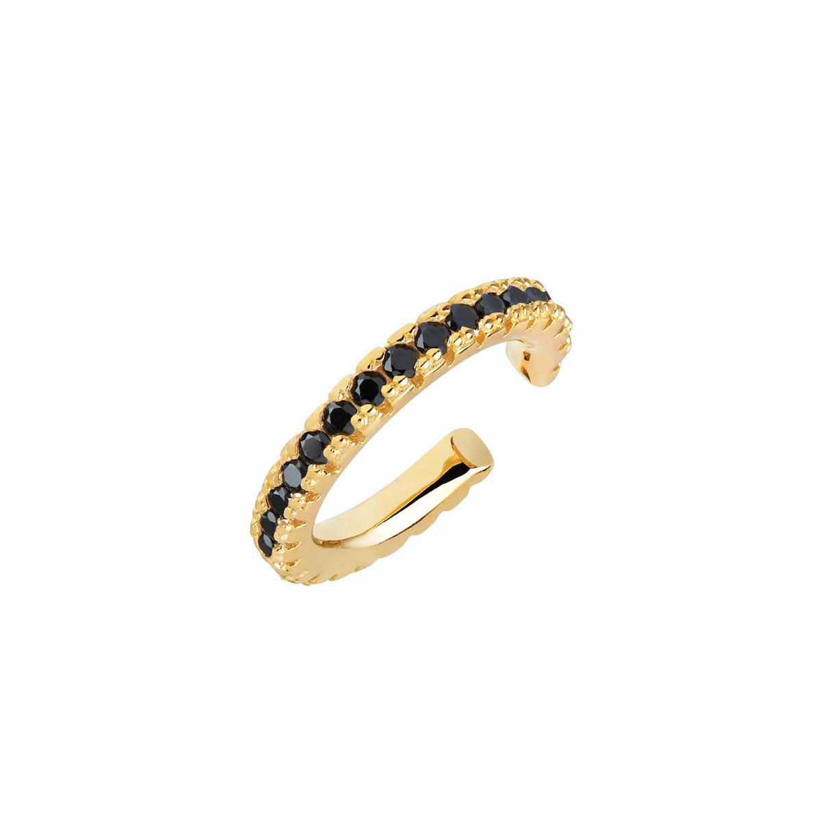 Ear Cuff Ellera Piccolo in 18K Gold Plated with Black Zirconia