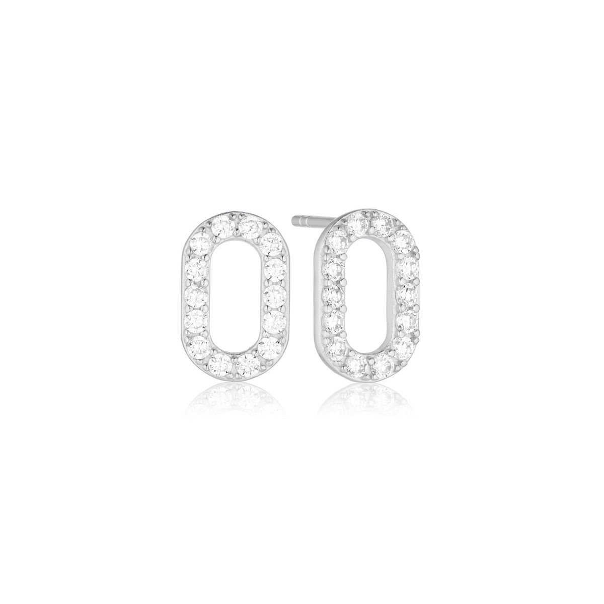 Earrings Capizzi with White Zirconia in Silver