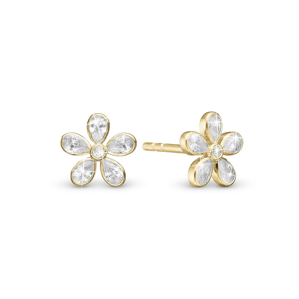 Magic white Flower Stud Earrings - 18K Gold Plated
