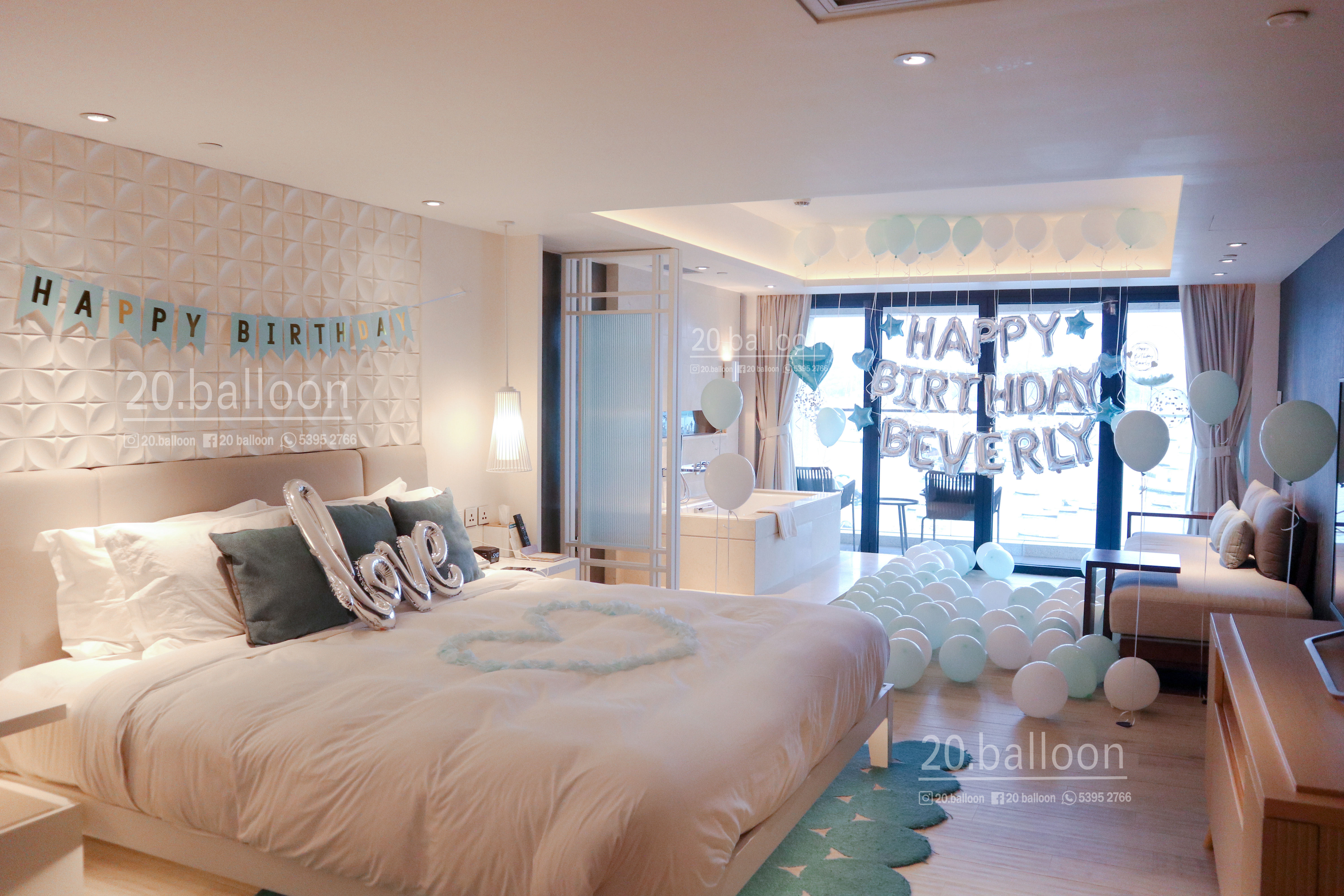 生日氣球佈置套裝 | Tiffany Blue Birthday Balloon Set C