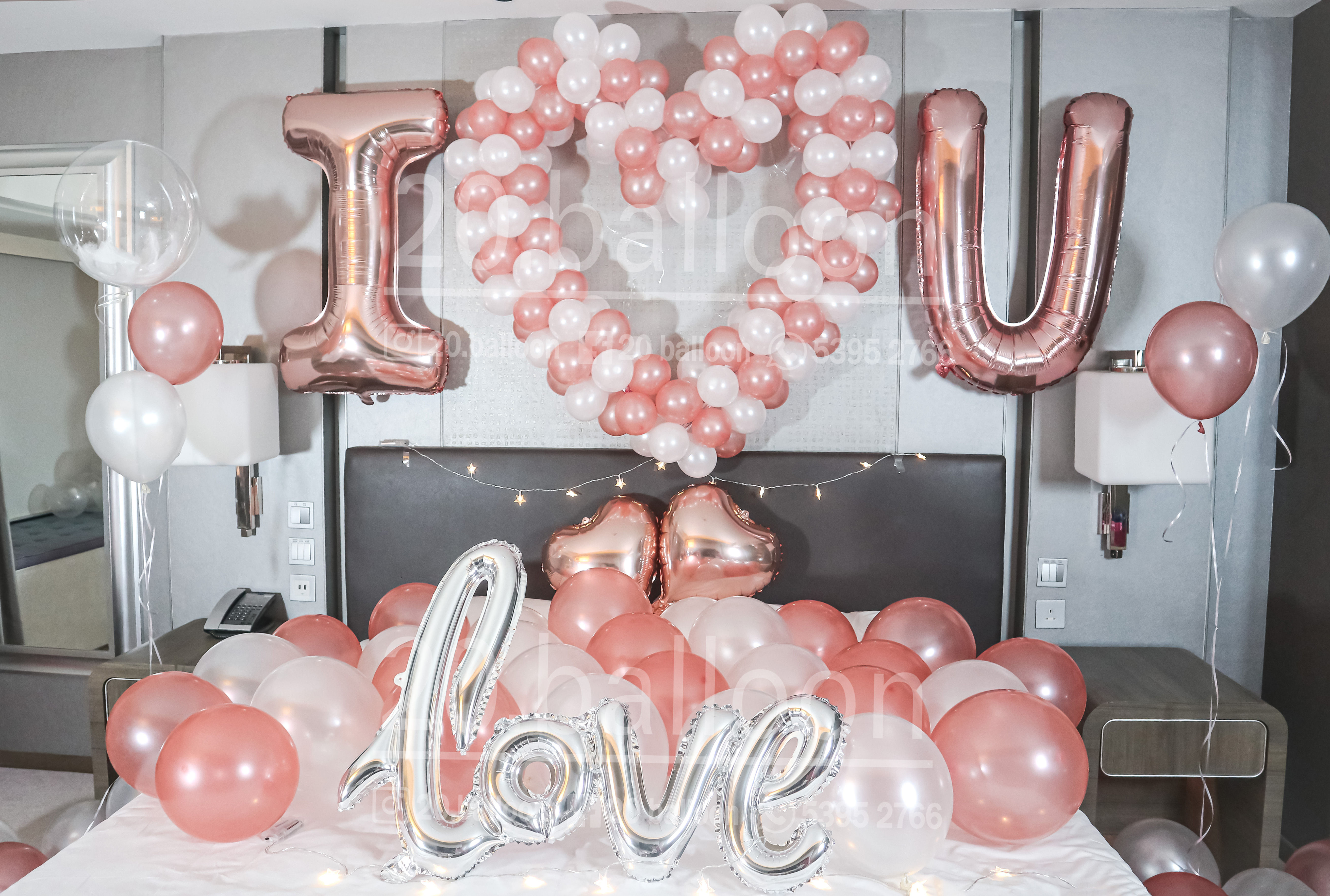 帝苑酒店 Royal Garden Hotel 示愛氣球佈置參考 | I Love You Rose Gold Balloon Set