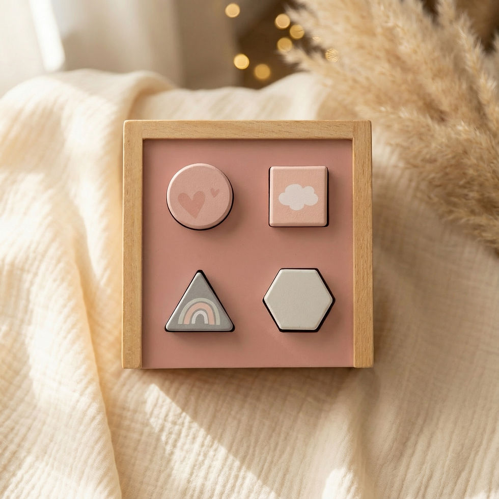 Miniaturbild: Personalisierte Holz-Sortierbox mit Gravur – Motorikspielzeug - Rosa