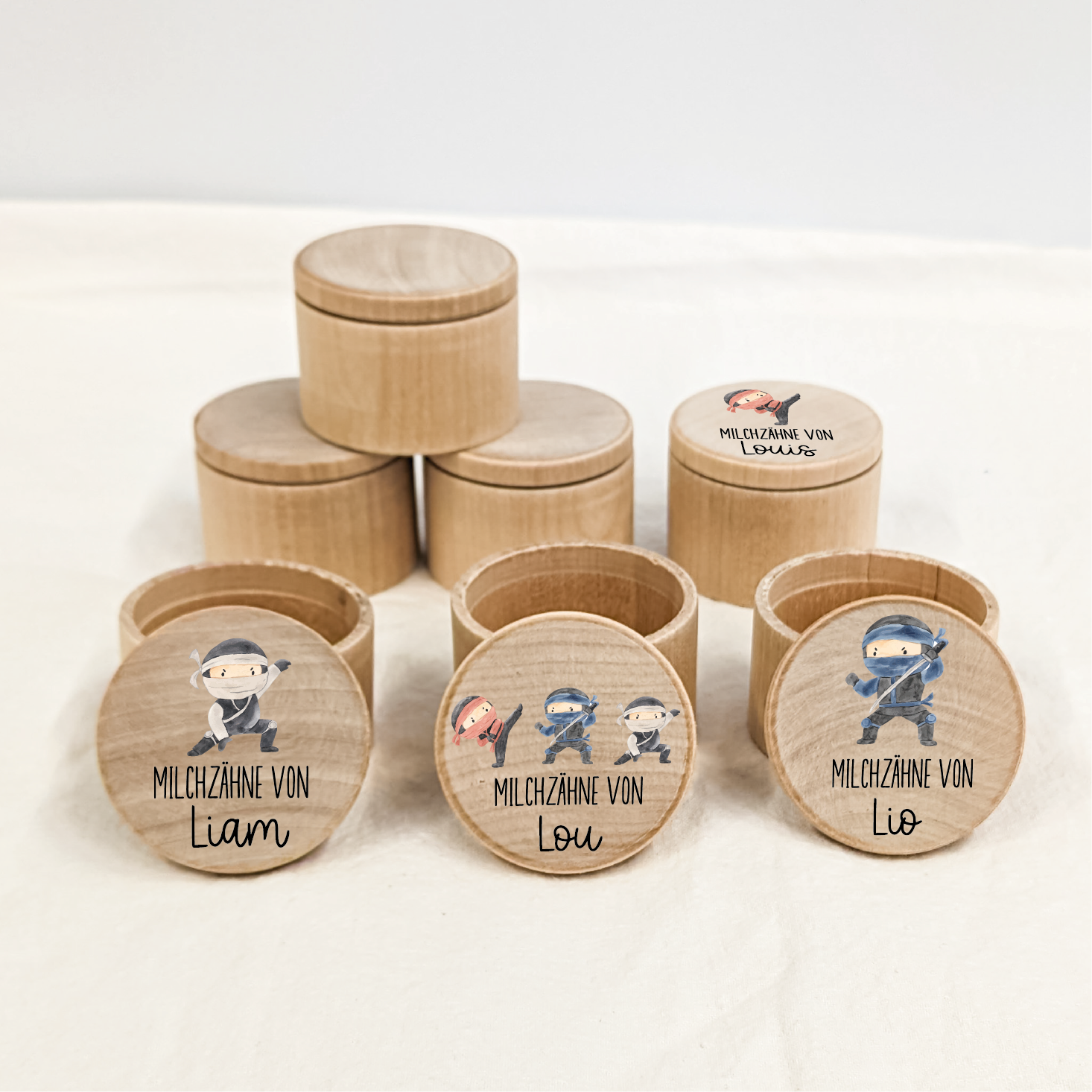 Milchzahndose mit Namen - Zahndose -hochwertig bedruckt - Ninja - Shinobi