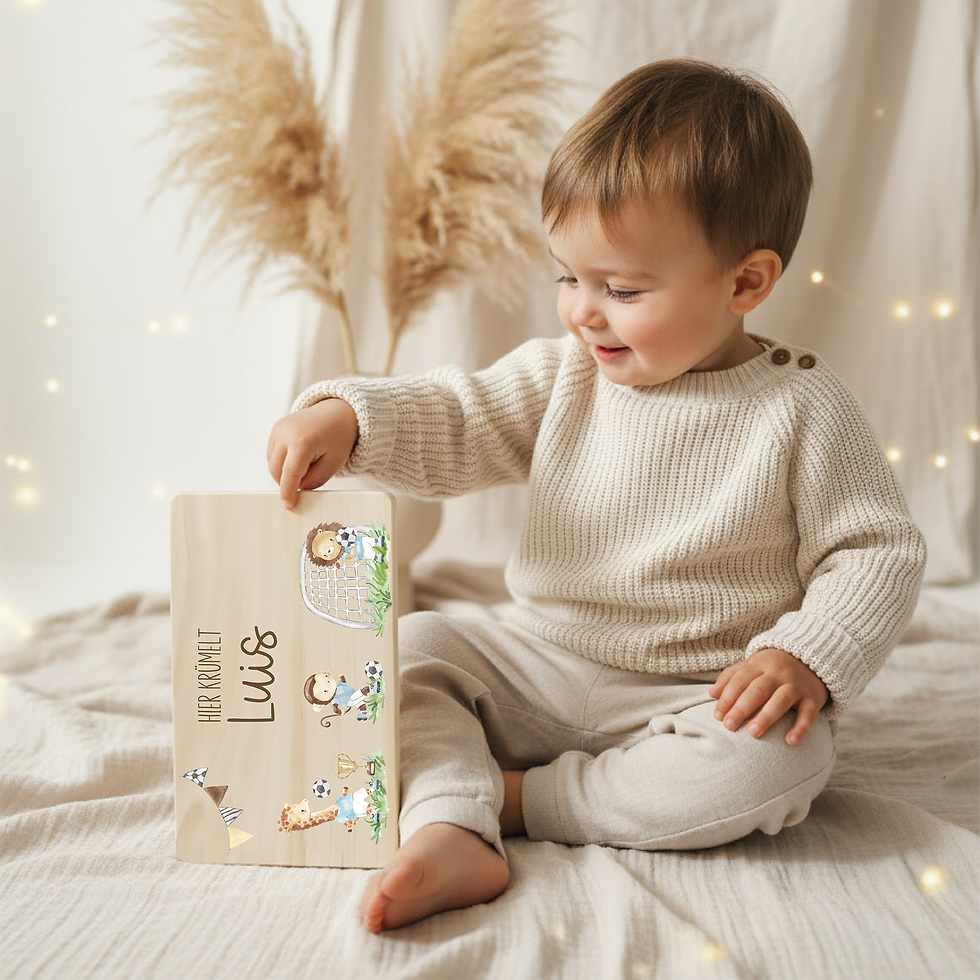 Miniaturbild: Personalisiertes Kinder-Frühstücksbrett – Fußball - Tiere mit Name