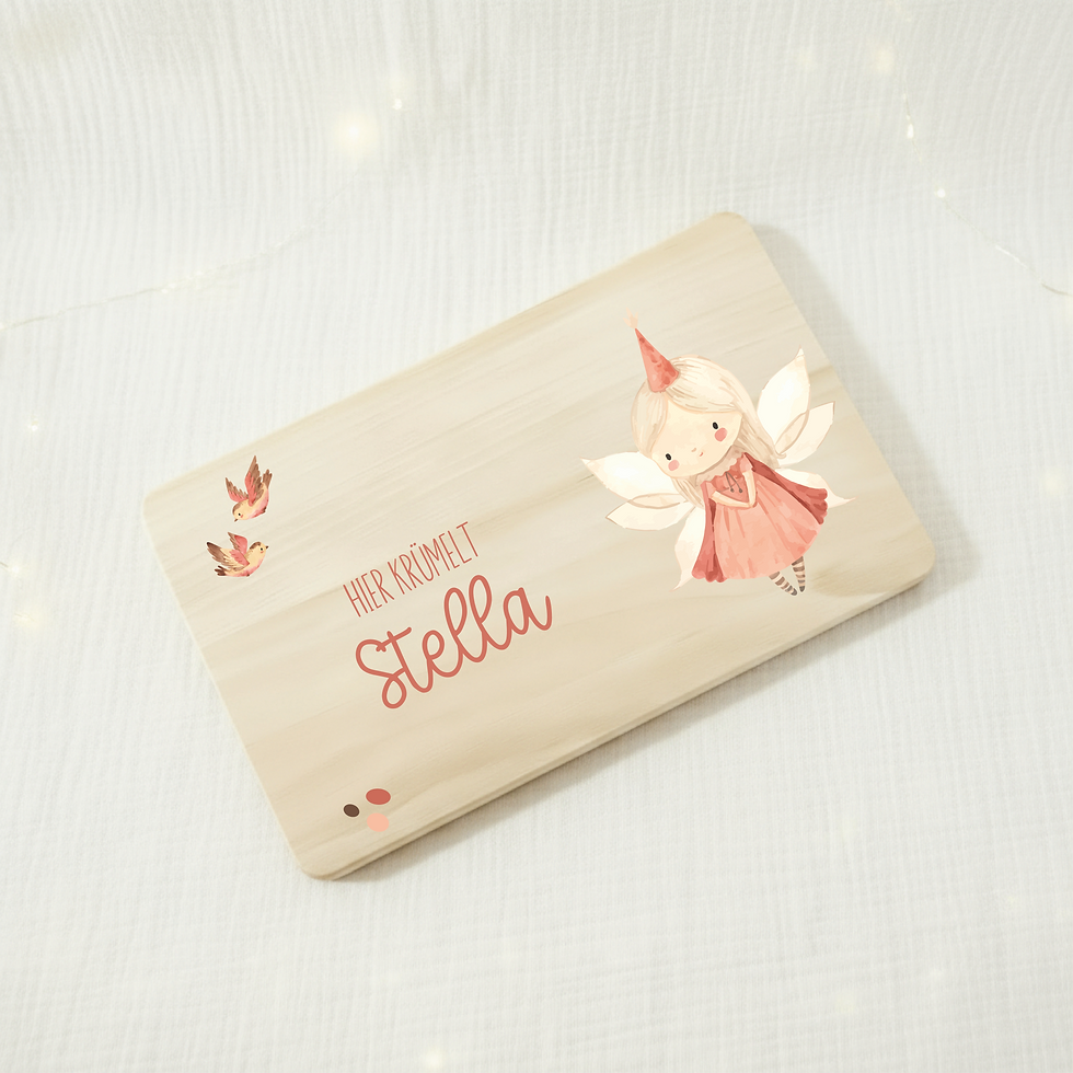 Miniaturbild: Personalisiertes Kinder-Frühstücksbrett – Feenwelt - Maus - Fuchs - mit Name