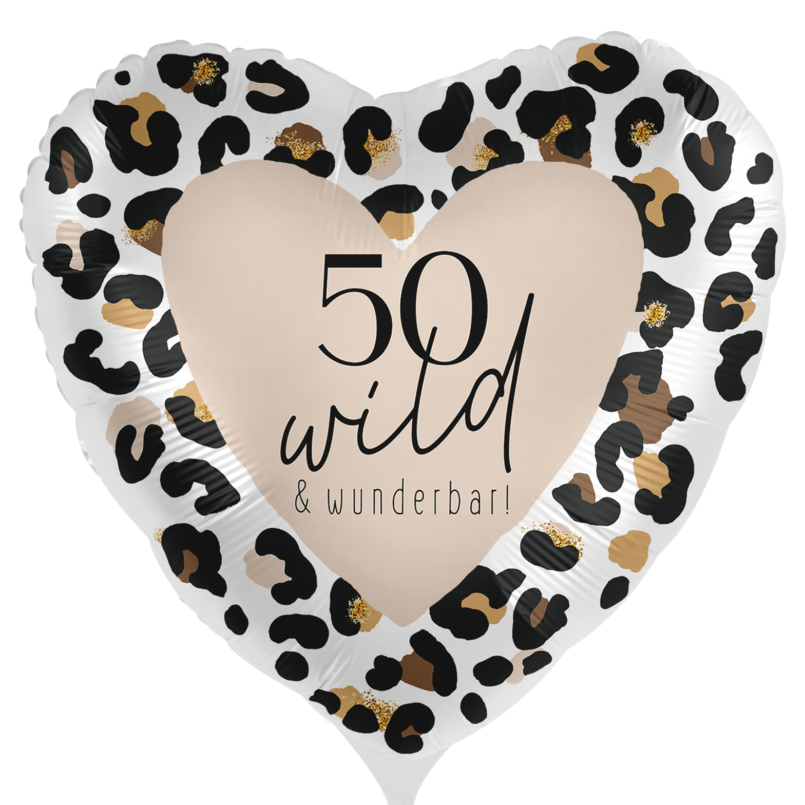 Folienballon - Go Wild - 50. Geburtstag - Leoprint - Herz - 43 cm