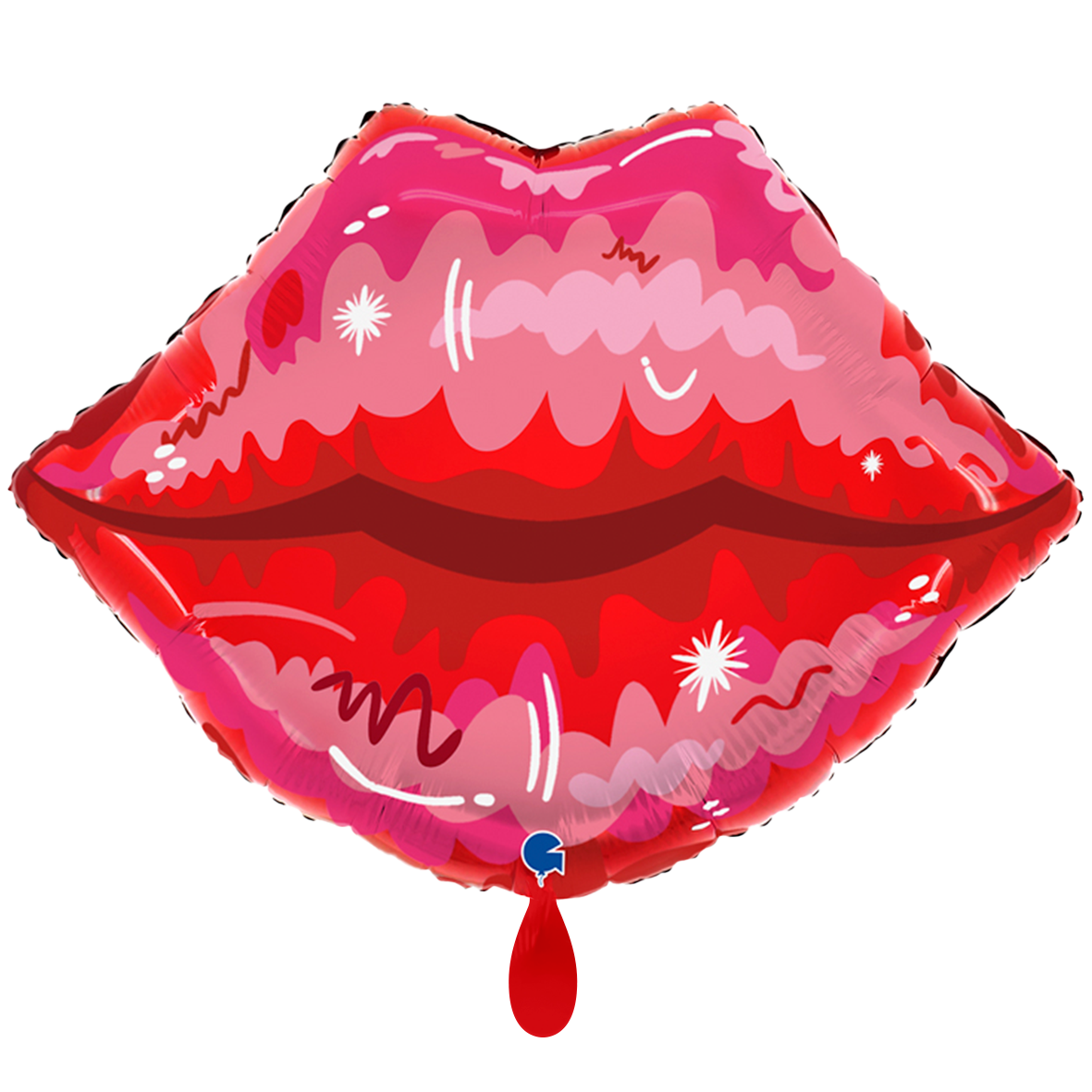 XL Folienballon - rote Lippen -Glitzermund - Kussmund - 56 cm