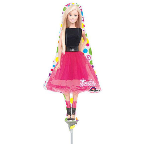 Folienballon am Stab - luftgefüllt - Barbie - 37 cm