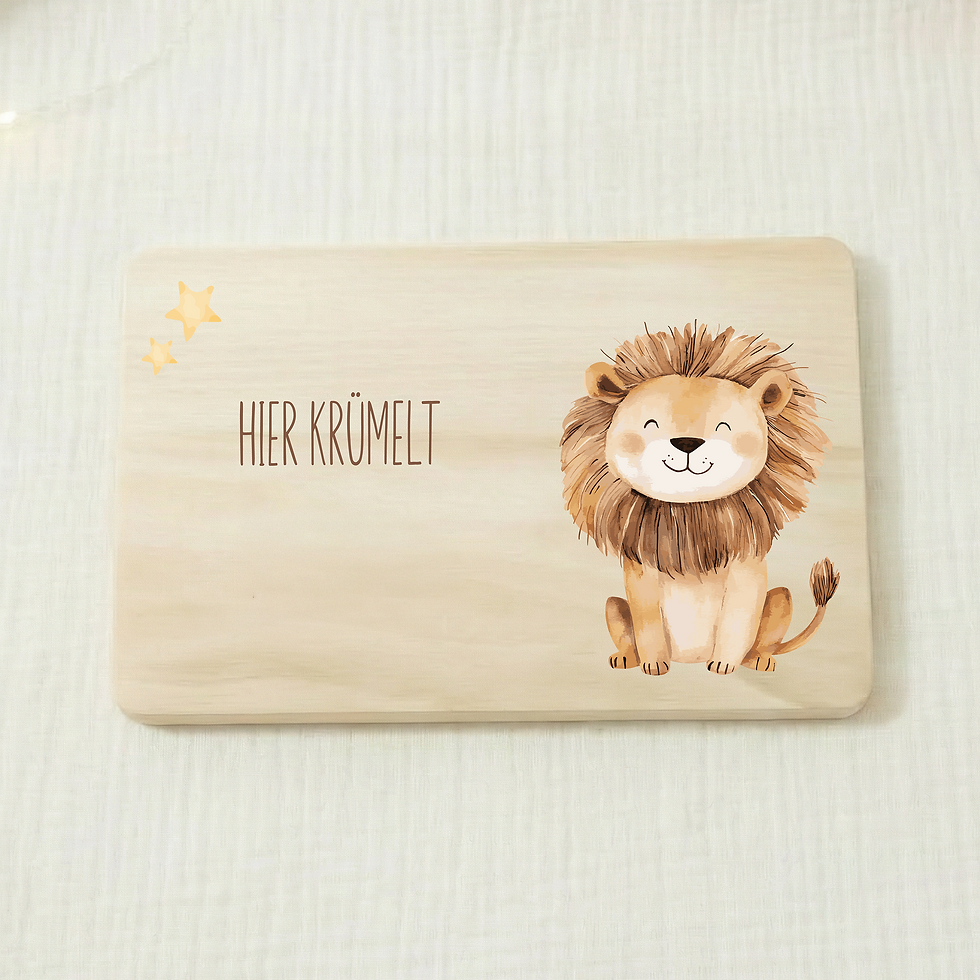Miniaturbild: Personalisiertes Kinder-Frühstücksbrett – Safari - Löwe - mit Name