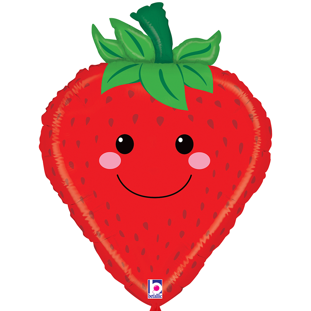 XL Folienballon - fröhliche Erdbeere - Obst - 53 cm