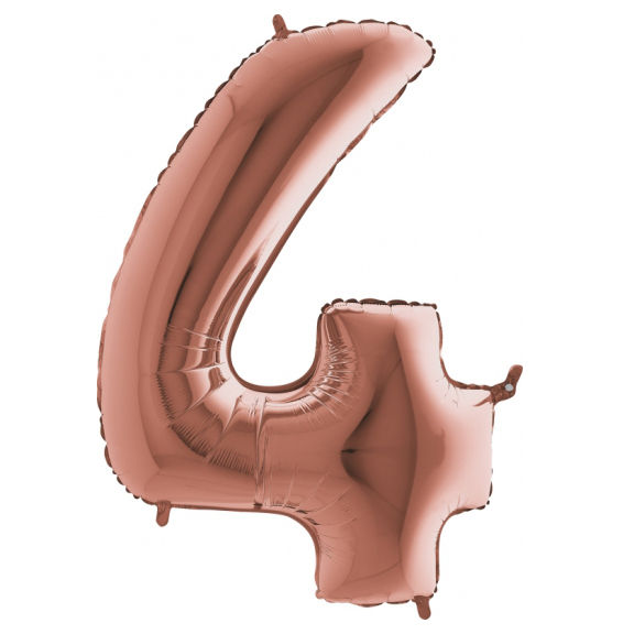 XL Folienballon - Riesenzahl - Vier - Rosegold - 102 cm