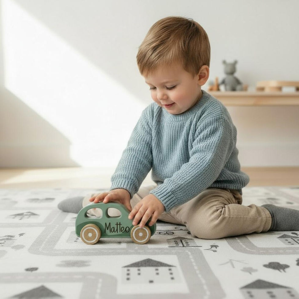 Miniaturbild: Personalisiertes Retro-Auto aus Holz – Zur Geburt oder Taufe - Sportwagen