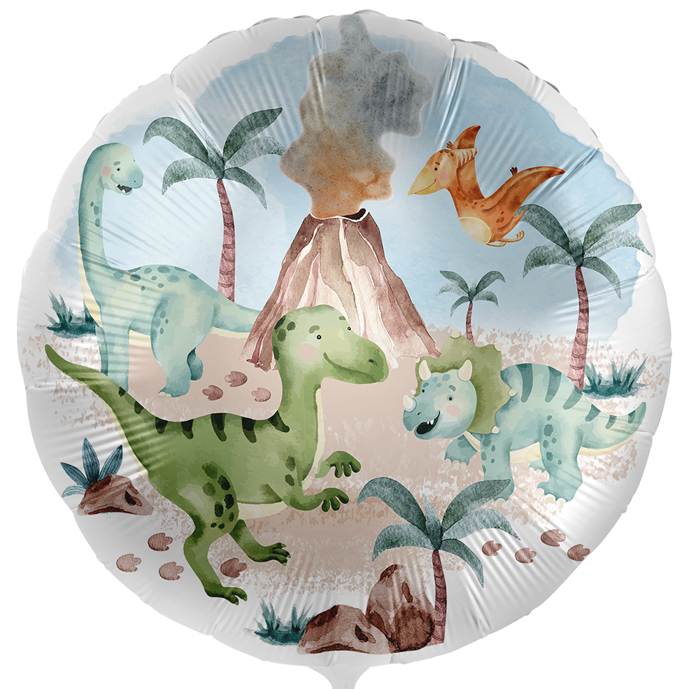 Folienballon - Lustige Dinosaurier - Rund - 43 cm