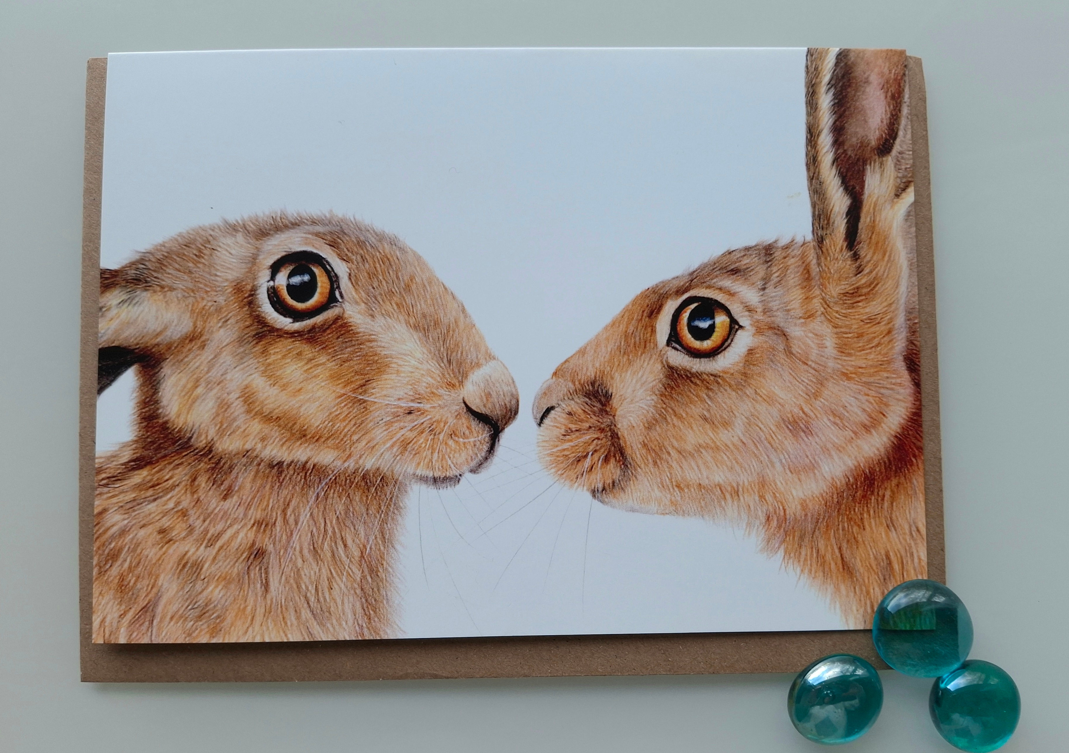 Two Friends Hare greetings card