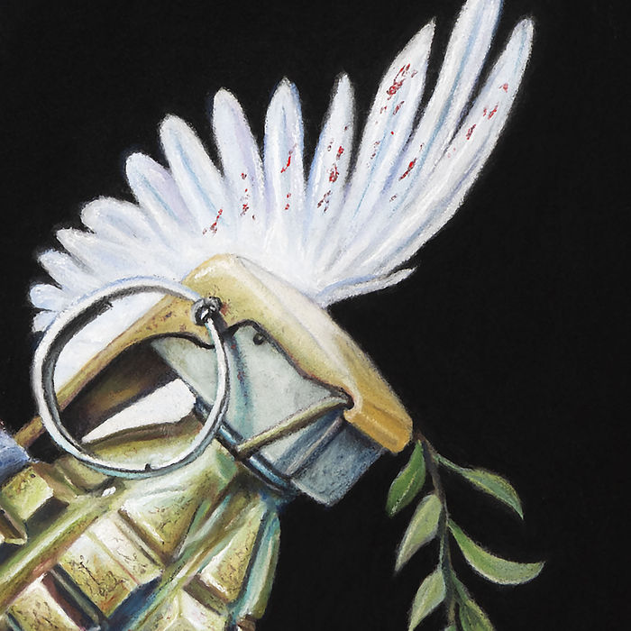 Scambiatevi un segno di pace - dipinto a pastello - dettaglio