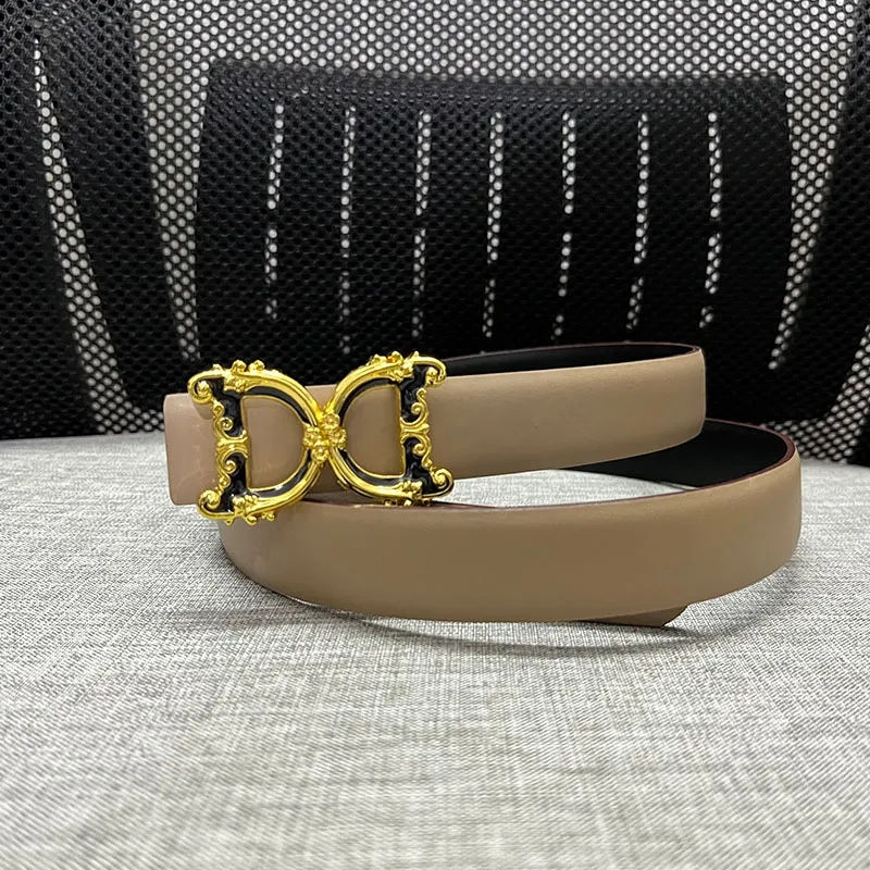 Thumbnail: New Width 2.5cm Genuine Leather Women Belt Luxury Brand Design thin Waist lady B