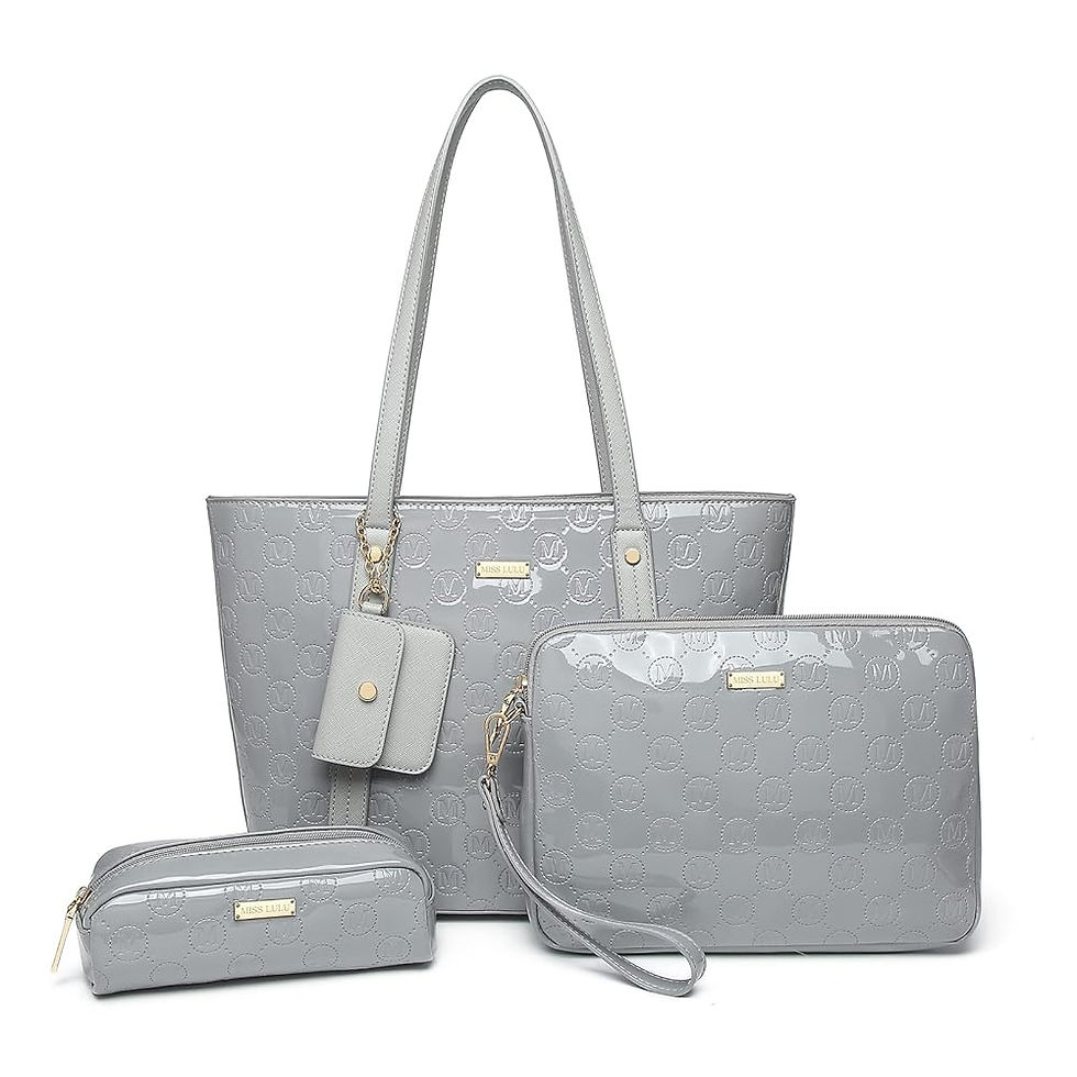Thumbnail: Miss Lulu Handbags for Women Tote Bag PU Leather Shoulder Bag 3Pcs Bag