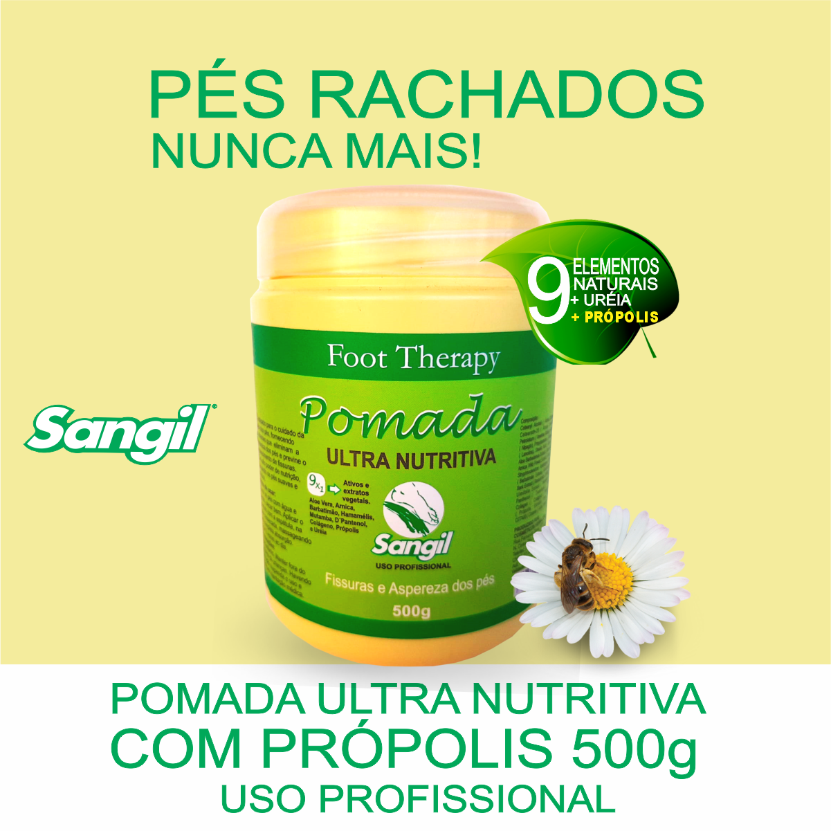Pote Pomada Ultra-Nutritiva c/ Própolis Sangil 500g Uso Profissional