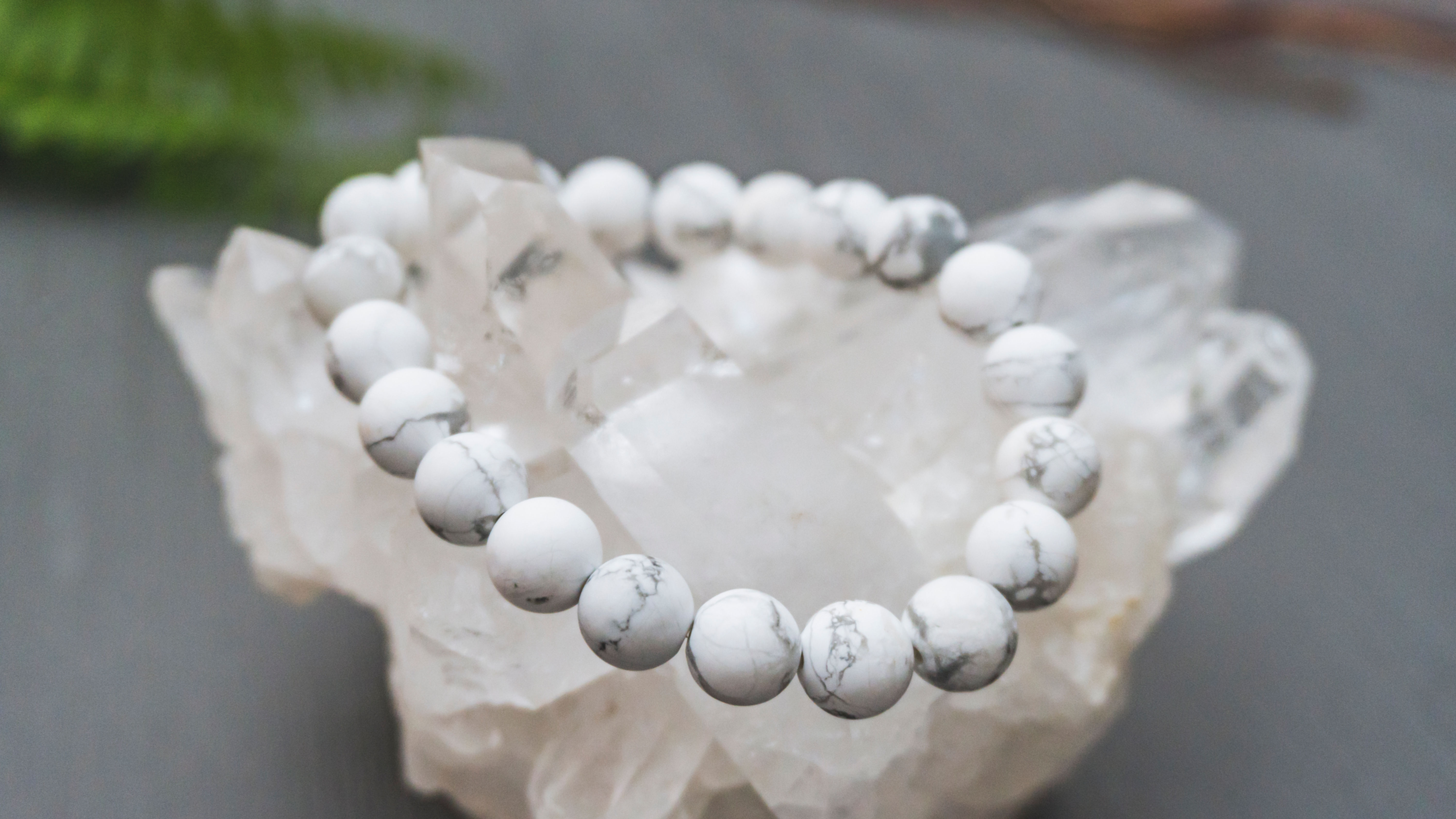 White Howlite Stretch Bracelet- Matte