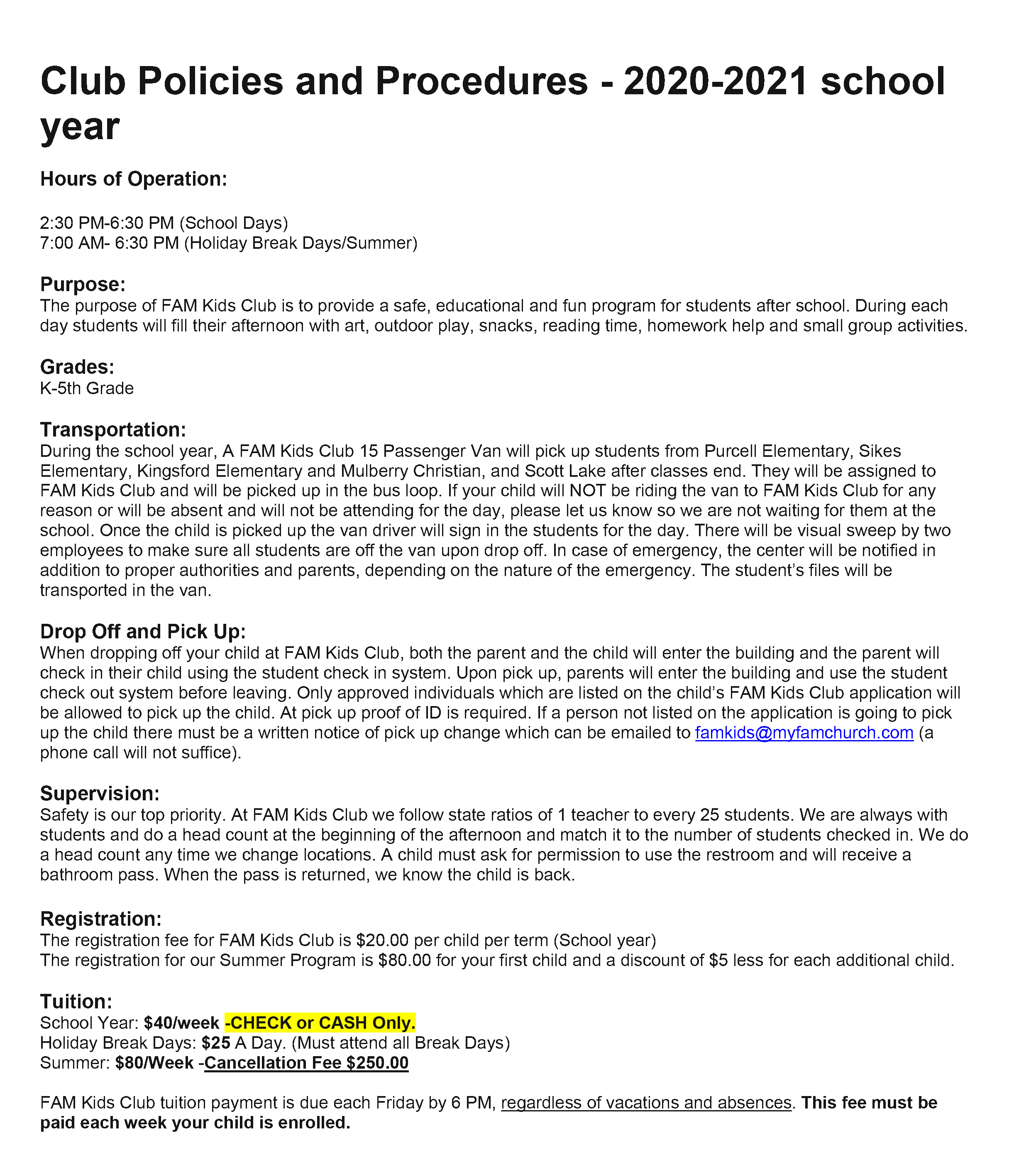 Club Policies and Procedures 2020-2021 s