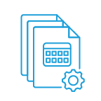 Set of three files with a gear and a calendar.