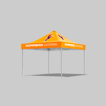 Bright orange canopy tent.