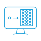 Computer monitor with a circle being copied multiple times and imposed onto a sheet.