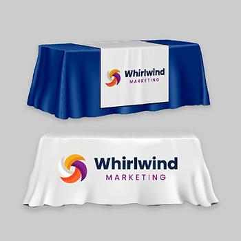 White table throw and runner for a marketing company.