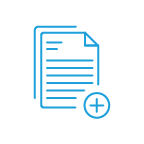 Set of two files with text and a plus in a circle.