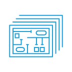 Loose-leaf blueprints stacked on top of one another.