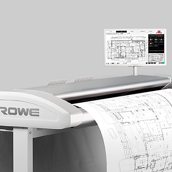 Large format Rowe scanner scans blueprints
