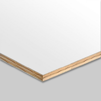 Flat plywood board with a plain white, smooth surface.