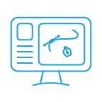 Computer monitor with simplified graphic design software elements.
