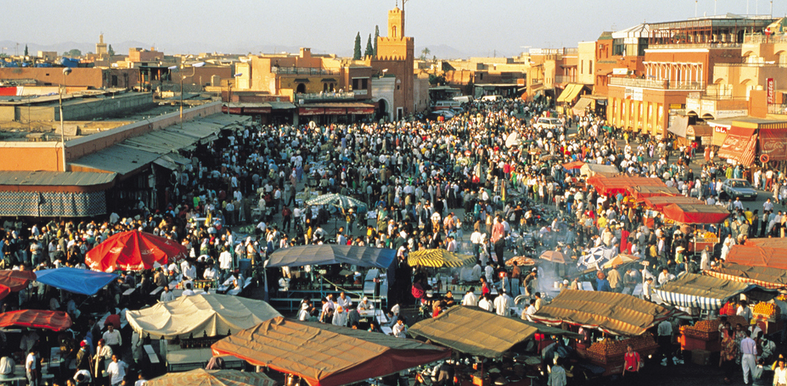 Djemaa el-Fna – torget i Marrakech