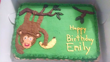 9x13 - Buttercream Icing decorated with a Monkey