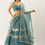 Thumbnail: Sea green and gold toned embroiled sequinned semi stitched lehenga