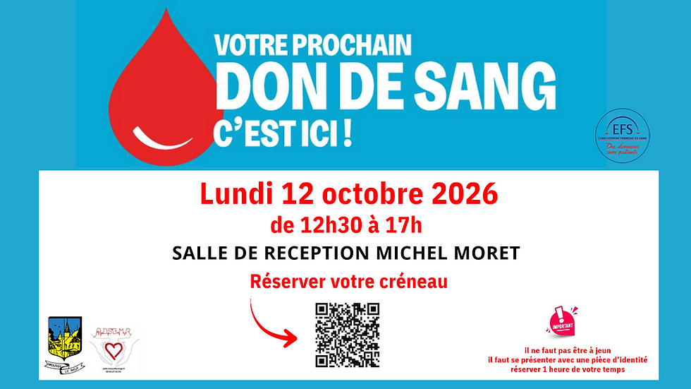 Don de sang – Lundi 12 octobre 2026