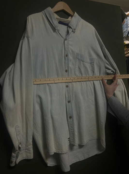 Thumbnail: Chateau Adreno Denim Button-Up Shirt Beige Men’s Casual Long Sleeve NWT