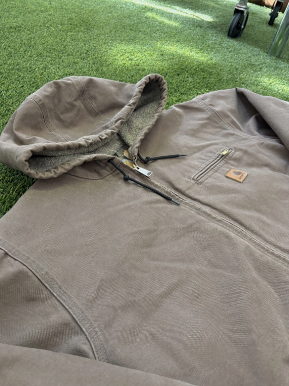 Carhartt J141FWD Duck Active Jacket Brown Workwear Sherpa Mens XL