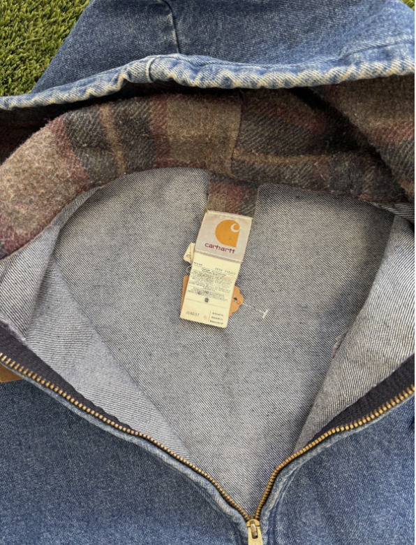 Thumbnail: Vintage Carhartt J208 MOS Denim Jacket Men's XL Blanket Lined Hooded Asap Rocky