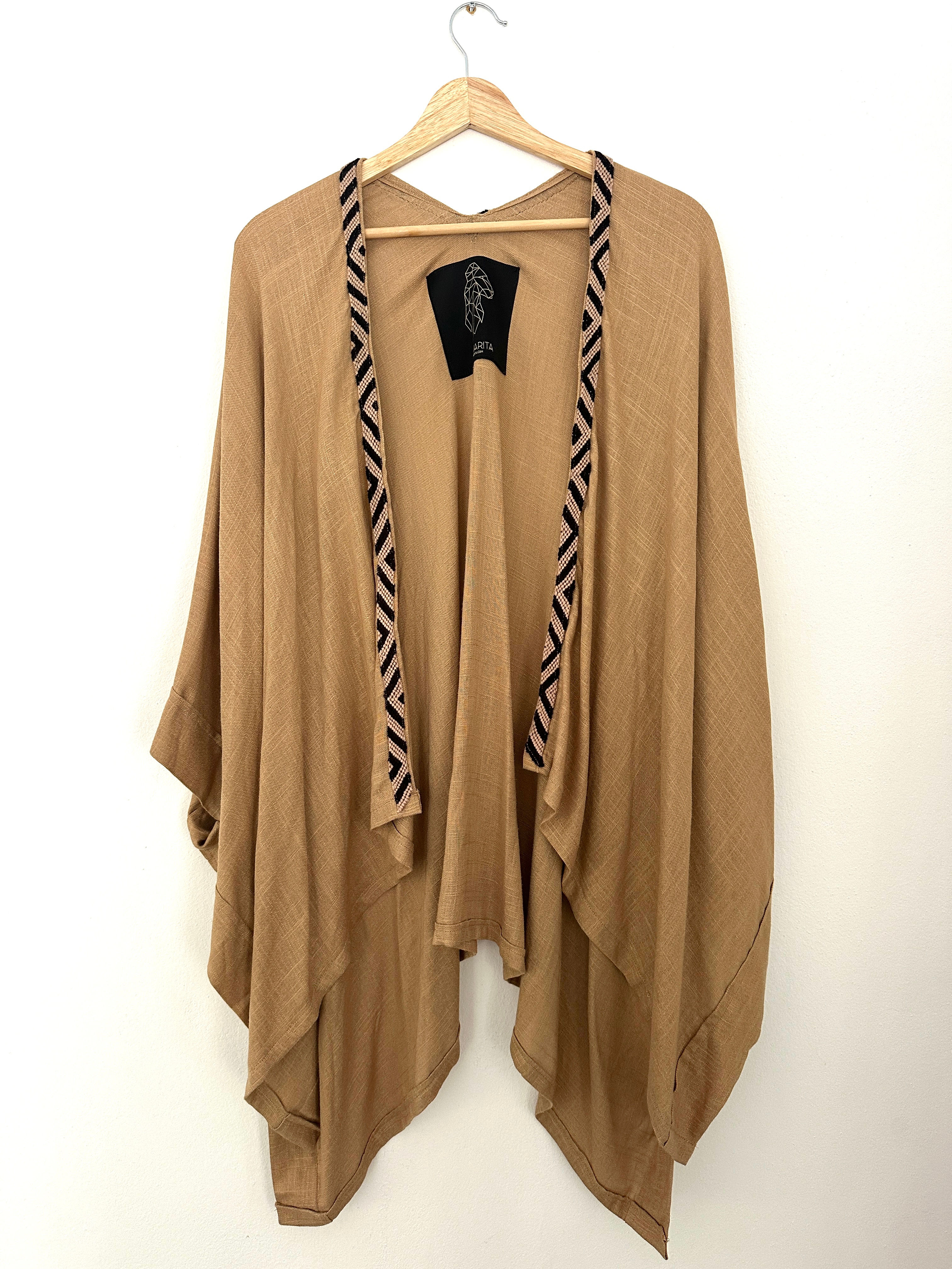 Poncho Mitla Macrame Beige
