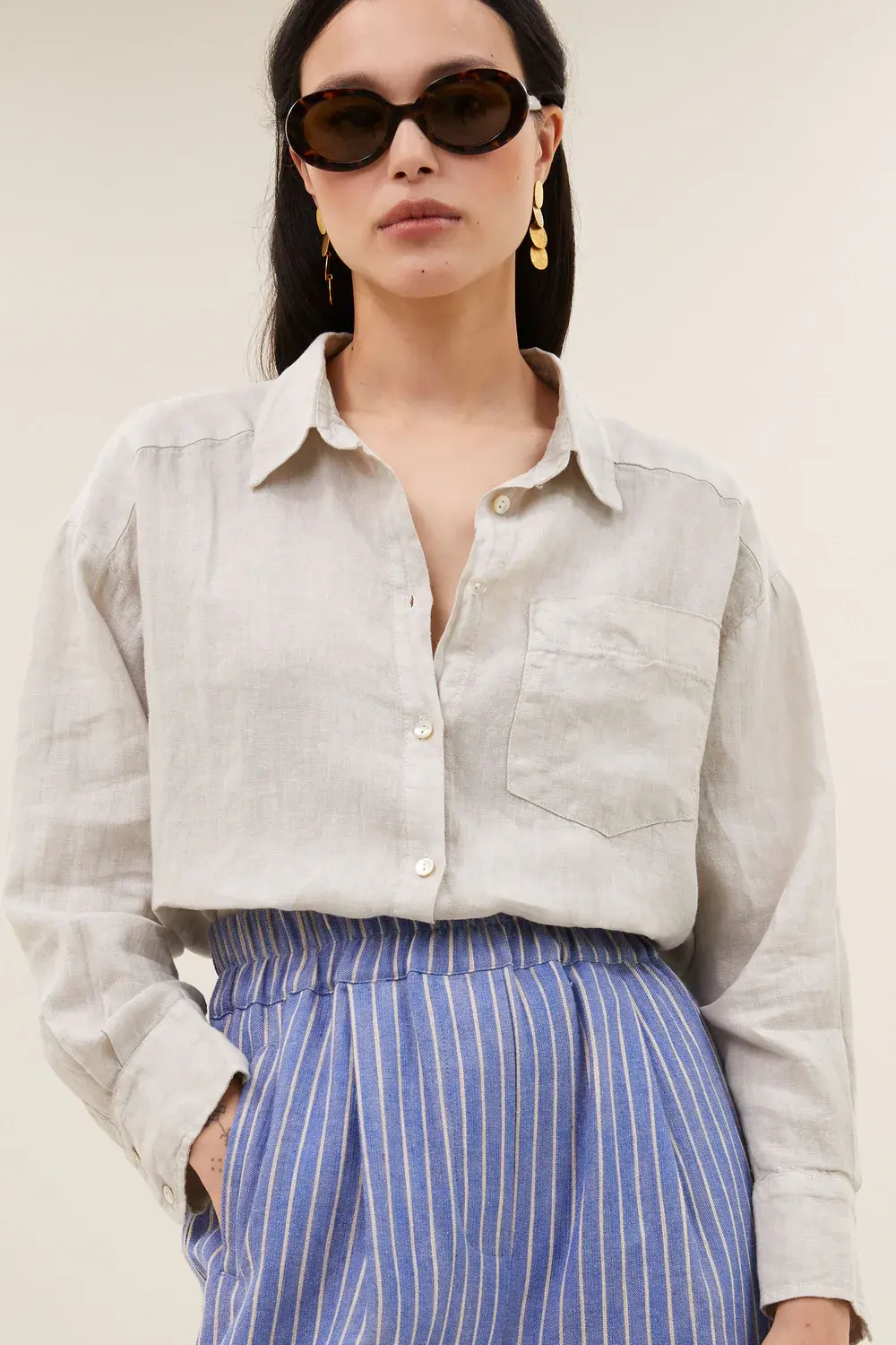 by bar nima linnen blouse chalk