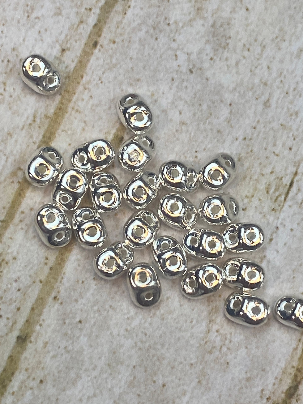 2 Hole Super Duo, Fine Silver Plate