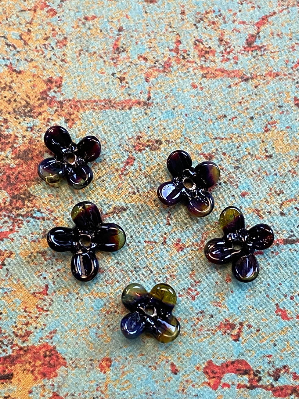 Deep Brown Black Lampwork Tiny Petal beads