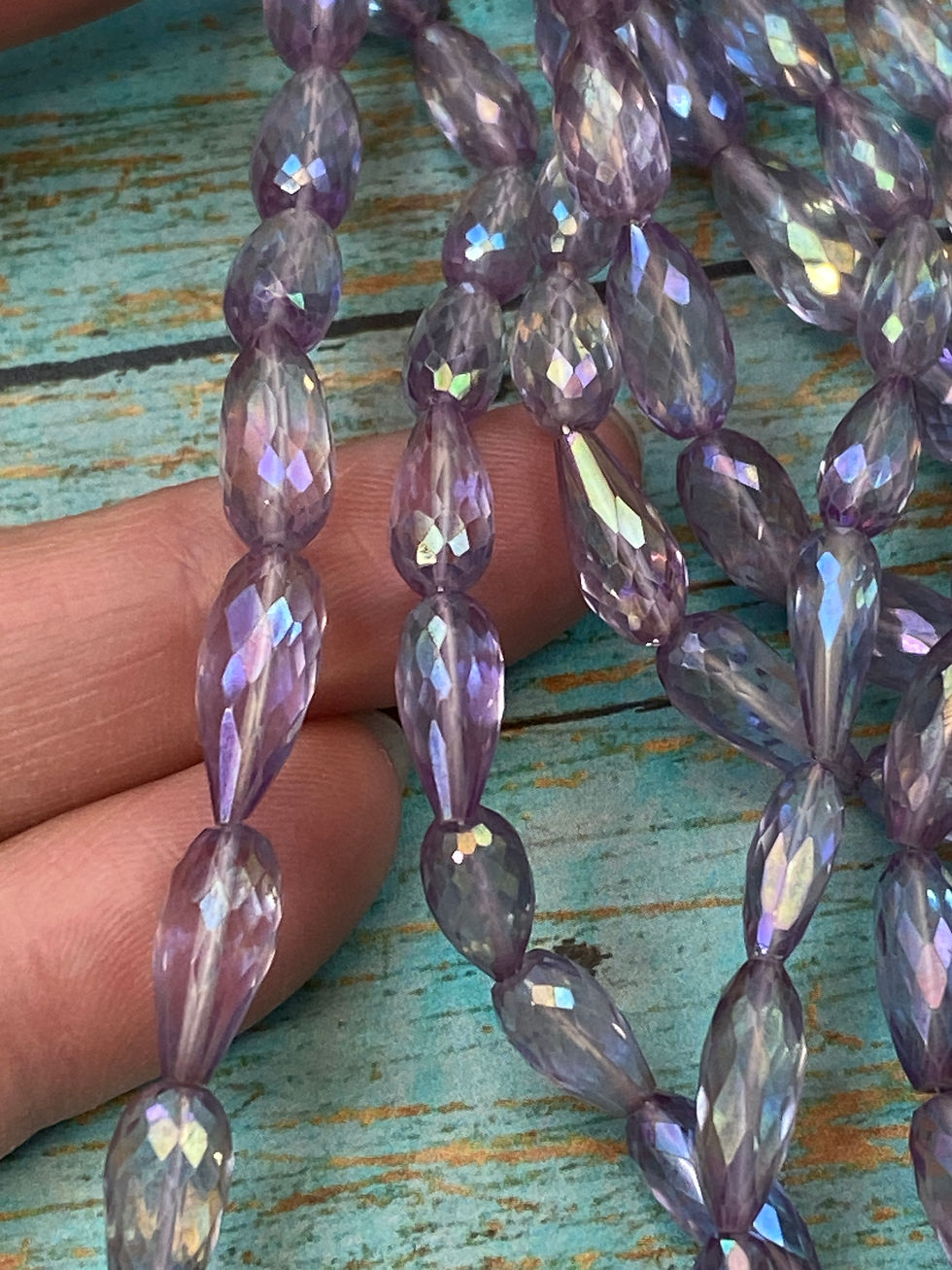 縮圖：12-14mm Titanium Coated Faceted Amethyst Teardrops