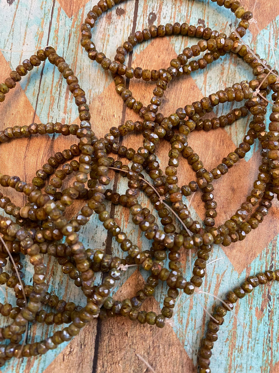 2x3mm Mixed Green/Brown Rondelle, Picassso Finish