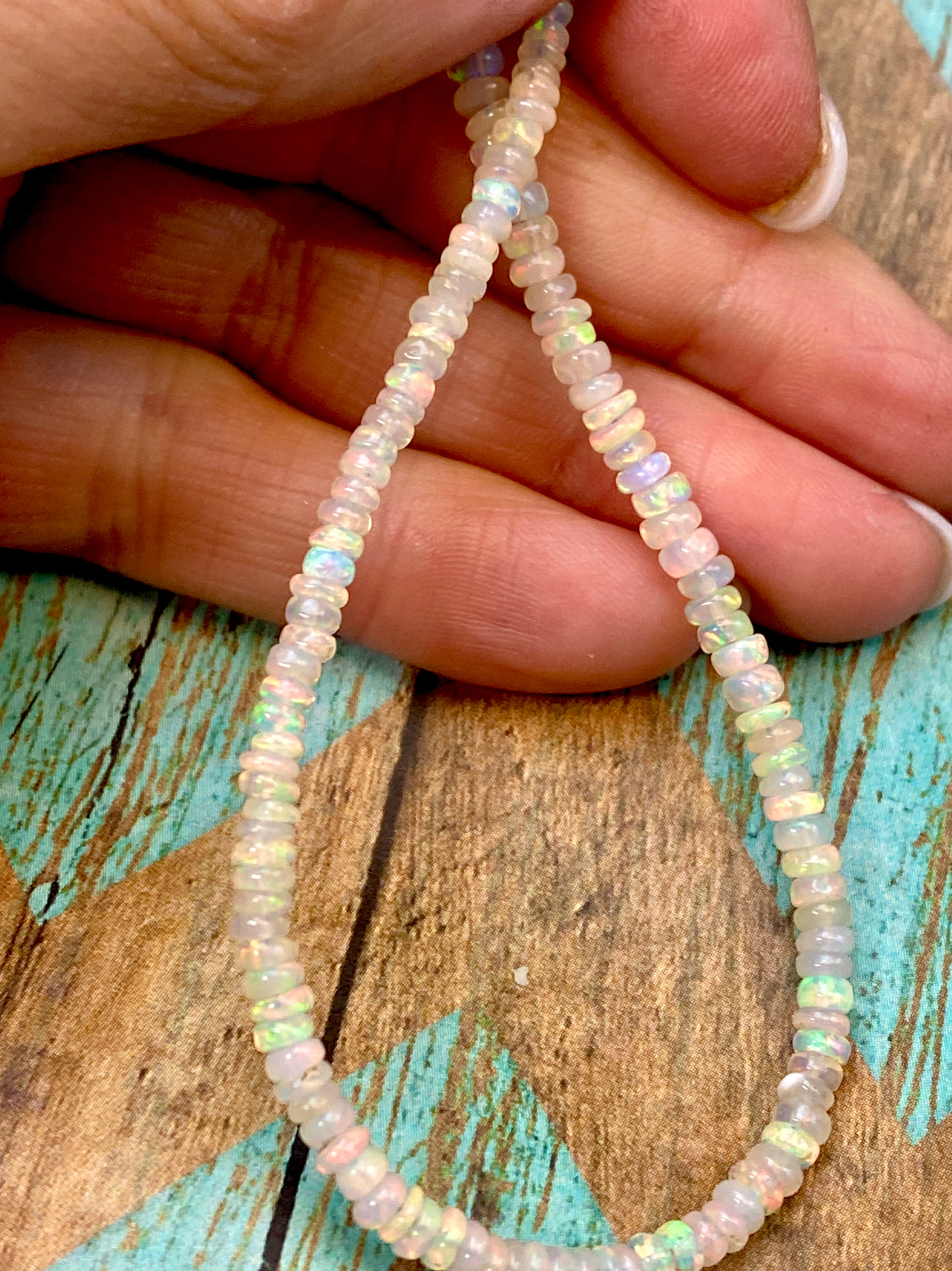 8.25" Strand of 3-4.5mm White Australian Opal