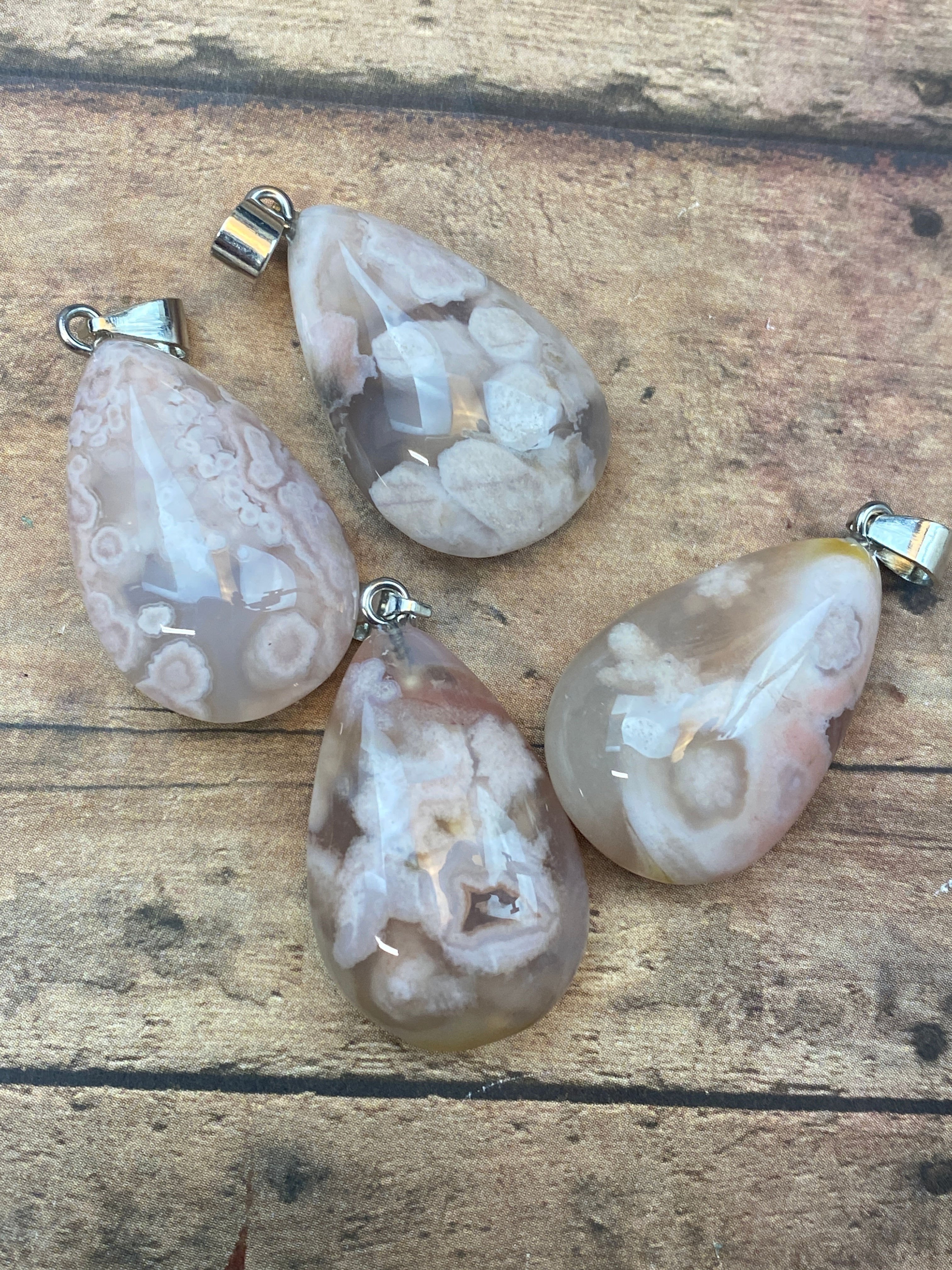Cherry Blossom Agate Pendants