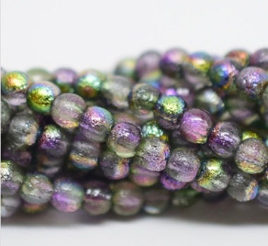 4mm Magic Orchid Etched Smooth Round Druk