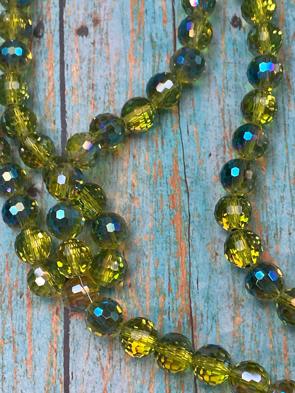 8mm Electroplated, Micro Faceted, Round Green Crystal
